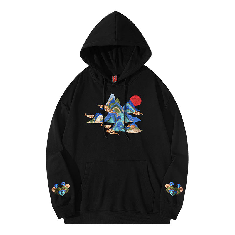 Sunset Mountain Embroidered Hoodie