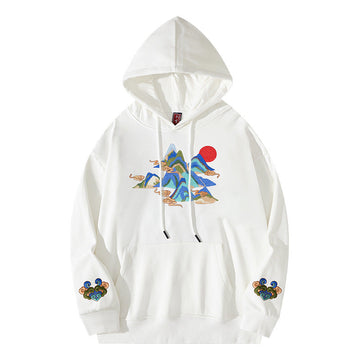 Sunset Mountain Embroidered Hoodie