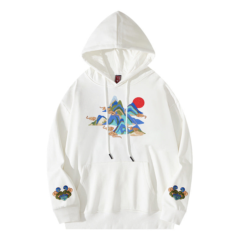 Sunset Mountain Embroidered Hoodie