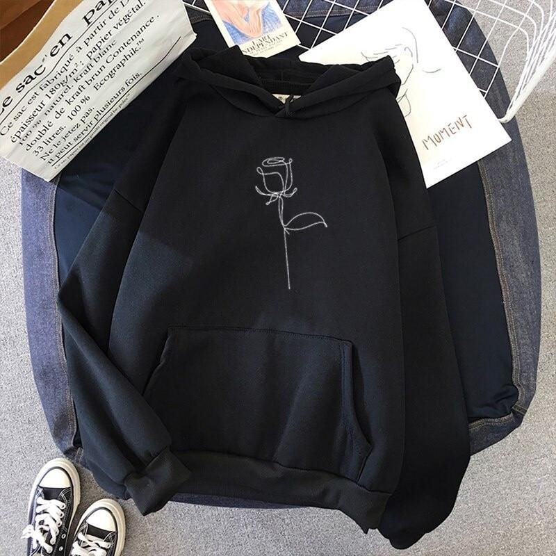 Minimal Rose Oversized Hoodie