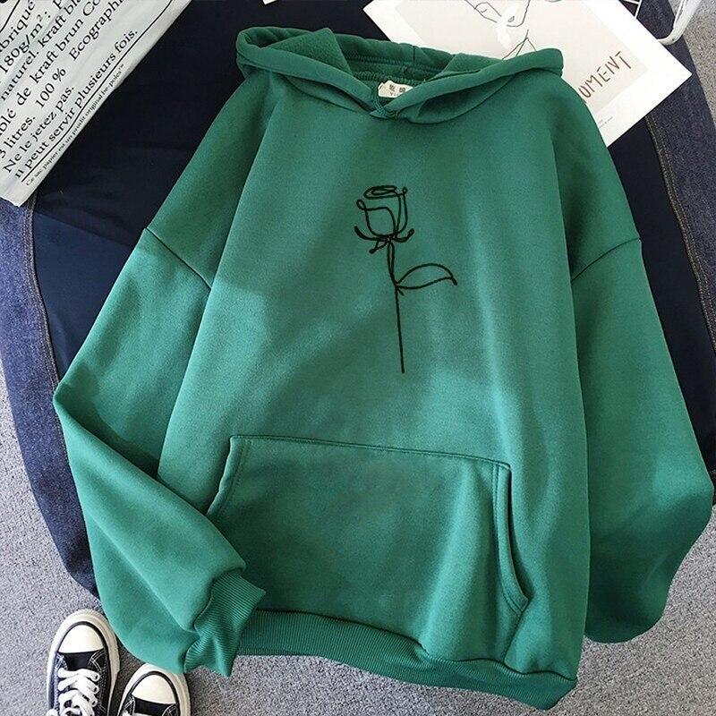 Minimal Rose Oversized Hoodie