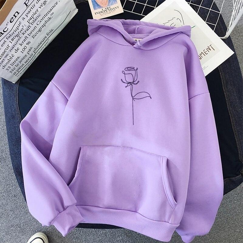 Minimal Rose Oversized Hoodie