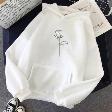 Minimal Rose Oversized Hoodie