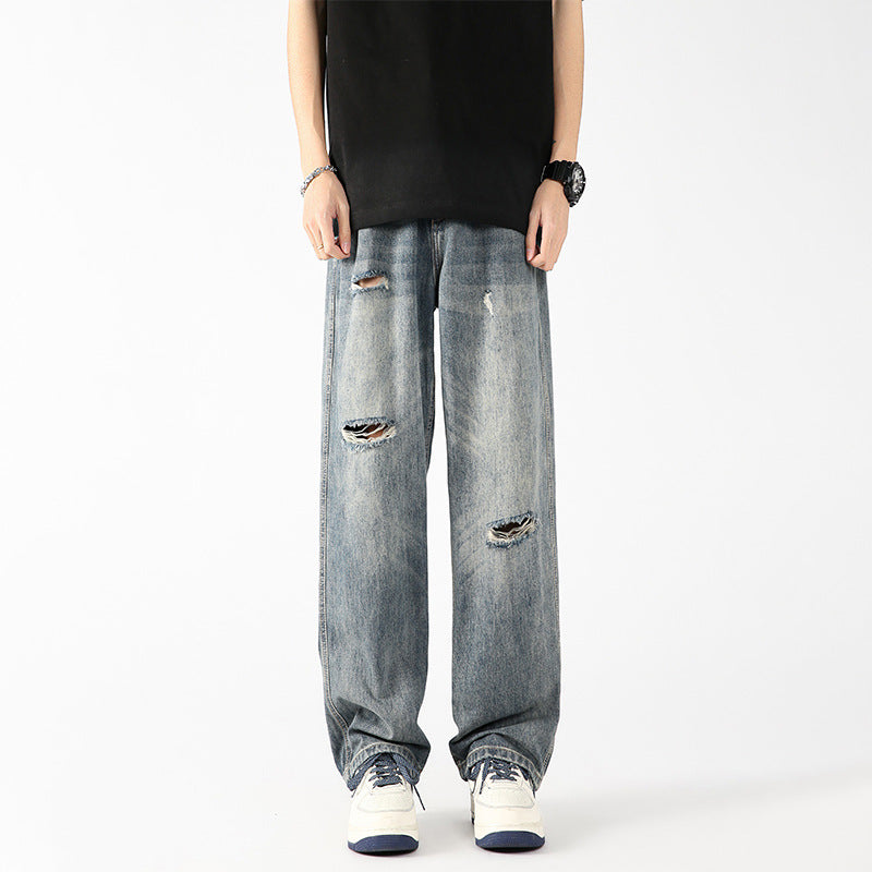 Archive Distressed Wide-Leg Jeans