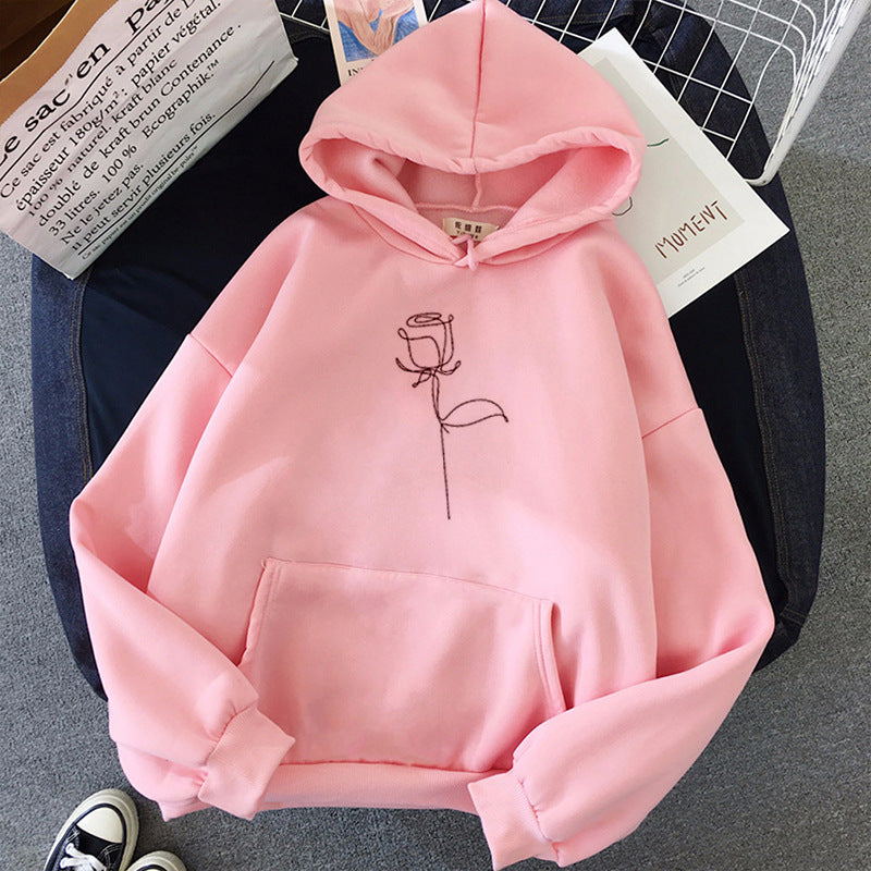 Minimal Rose Oversized Hoodie