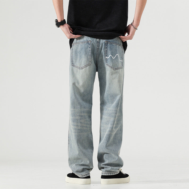 Faded Wide-Leg Jeans