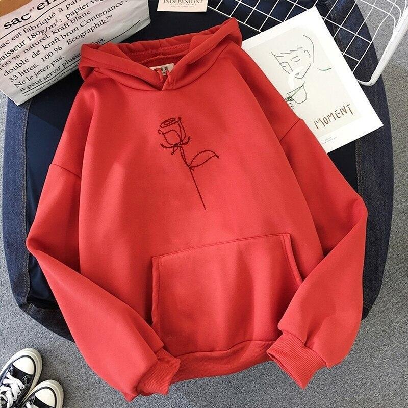 Minimal Rose Oversized Hoodie