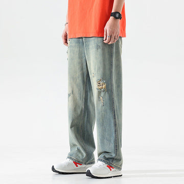 Vintage Distressed Wide-Leg Jeans