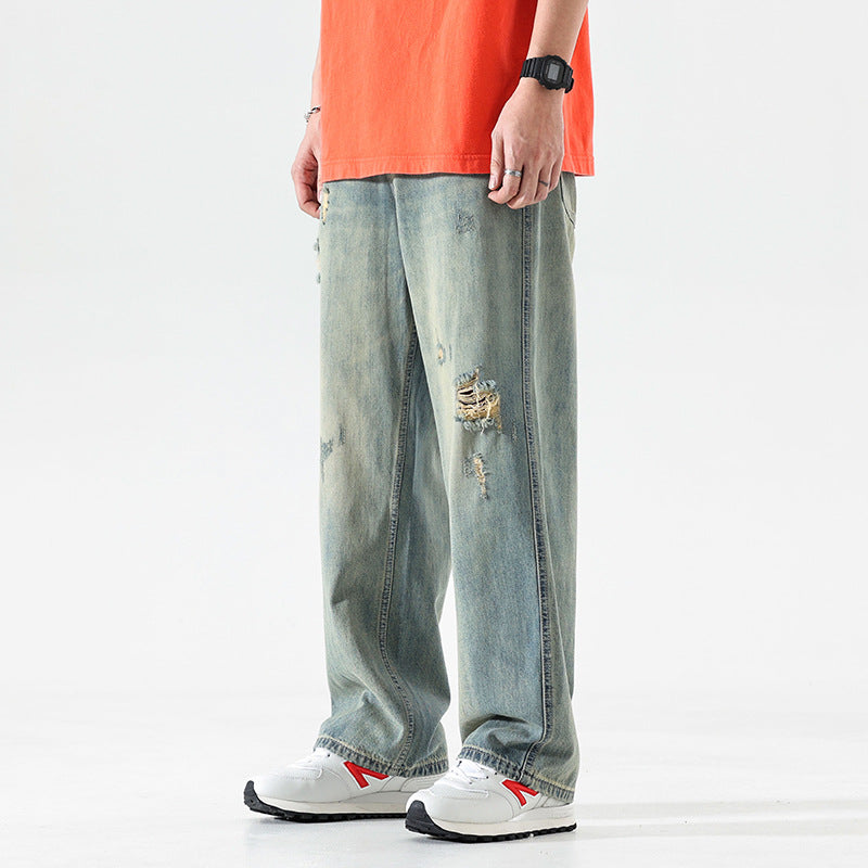 Vintage Distressed Wide-Leg Jeans