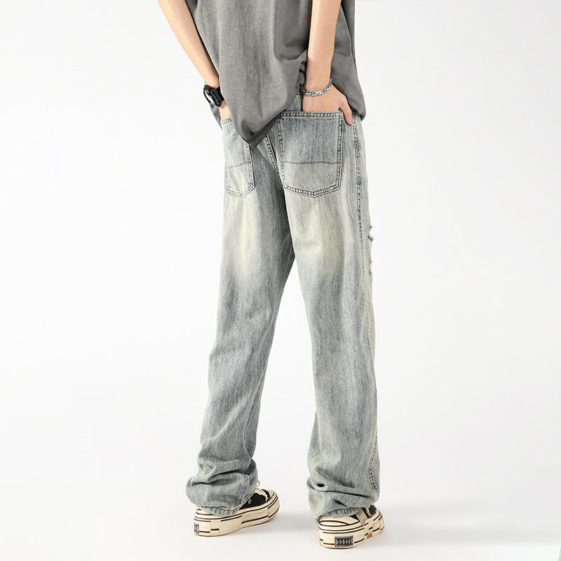 Washed Wide-Leg Denim Jeans