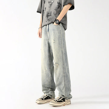 Washed Wide-Leg Denim Jeans
