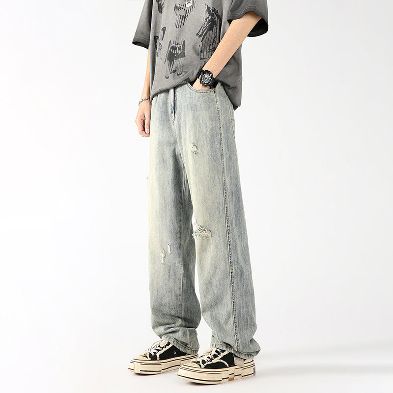 Washed Wide-Leg Denim Jeans